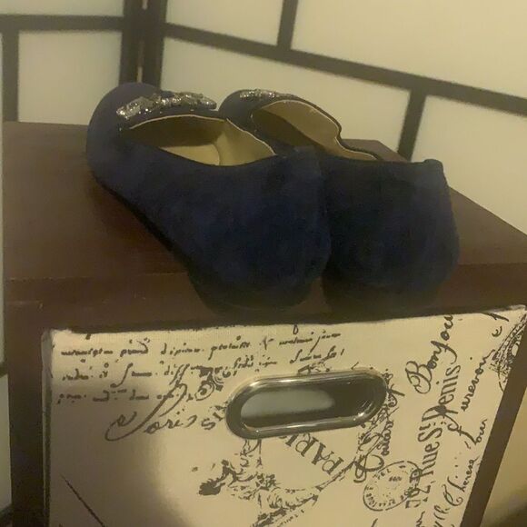 Adrienne Vittadini Women's Size 7.5M Rhinestone Jewels Metallic Blue Flats Shoes - Picture 5 of 10